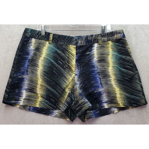 LOFT Ann Taylor Bermuda Shorts Women Size 16 Navy Yellow Striped Original Cotton